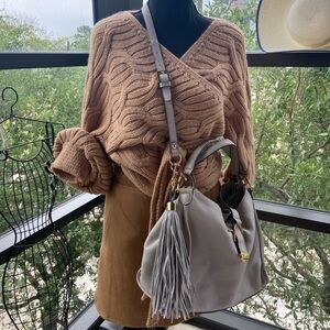 G.I.L.I GOT IT LOVE IT Women's Leather Handbag Smoke Gray Lagen Bohemian Hipster